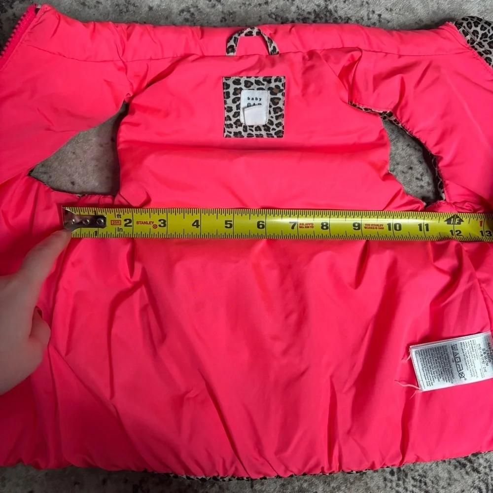 Baby GAP Kids Leopard Print Puffer Vest with Pink Inside Size 2T
